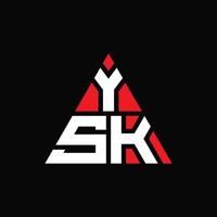 Ysk-Dreieck-Buchstaben-Logo-Design mit Dreiecksform. ysk-Dreieck-Logo-Design-Monogramm. ysk-Dreieck-Vektor-Logo-Vorlage mit roter Farbe. ysk dreieckiges Logo einfaches, elegantes und luxuriöses Logo. vektor