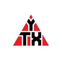 ytx triangel bokstavslogotypdesign med triangelform. ytx triangel logotyp design monogram. ytx triangel vektor logotyp mall med röd färg. ytx triangulär logotyp enkel, elegant och lyxig logotyp.