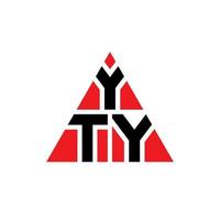 yty triangel bokstavslogotypdesign med triangelform. yty triangel logotyp design monogram. yty triangel vektor logotyp mall med röd färg. yty triangulär logotyp enkel, elegant och lyxig logotyp.