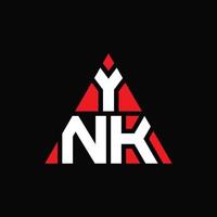 YNK-Dreieck-Buchstaben-Logo-Design mit Dreiecksform. YNK-Dreieck-Logo-Design-Monogramm. YNK-Dreieck-Vektor-Logo-Vorlage mit roter Farbe. ynk dreieckiges Logo einfaches, elegantes und luxuriöses Logo. vektor