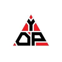 yop triangel bokstavslogotyp design med triangelform. yop triangel logotyp design monogram. yop triangel vektor logotyp mall med röd färg. yop triangulär logotyp enkel, elegant och lyxig logotyp.