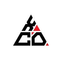 xco triangel bokstavslogotypdesign med triangelform. xco triangel logotyp design monogram. xco triangel vektor logotyp mall med röd färg. xco triangulär logotyp enkel, elegant och lyxig logotyp.