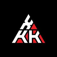 xkk triangel bokstavslogotypdesign med triangelform. xkk triangel logotyp design monogram. xkk triangel vektor logotyp mall med röd färg. xkk triangulär logotyp enkel, elegant och lyxig logotyp.