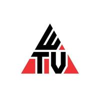 wtv-Dreieck-Buchstaben-Logo-Design mit Dreiecksform. wtv-Dreieck-Logo-Design-Monogramm. wtv-Dreieck-Vektor-Logo-Vorlage mit roter Farbe. wtv dreieckiges Logo einfaches, elegantes und luxuriöses Logo. vektor