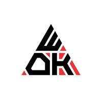 Wok-Dreieck-Buchstaben-Logo-Design mit Dreiecksform. Wok-Dreieck-Logo-Design-Monogramm. Wok-Dreieck-Vektor-Logo-Vorlage mit roter Farbe. wok dreieckiges logo einfaches, elegantes und luxuriöses logo. vektor