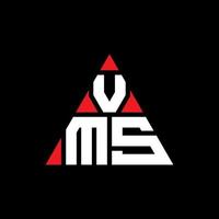 vms-Dreieck-Buchstaben-Logo-Design mit Dreiecksform. VMS-Dreieck-Logo-Design-Monogramm. VMS-Dreieck-Vektor-Logo-Vorlage mit roter Farbe. vms dreieckiges Logo einfaches, elegantes und luxuriöses Logo. vektor