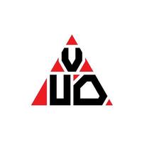 Vuo-Dreieck-Buchstaben-Logo-Design mit Dreiecksform. Vuo-Dreieck-Logo-Design-Monogramm. Vuo-Dreieck-Vektor-Logo-Vorlage mit roter Farbe. vuo dreieckiges Logo einfaches, elegantes und luxuriöses Logo. vektor