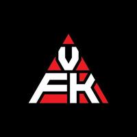 vfk-Dreieck-Buchstaben-Logo-Design mit Dreiecksform. vfk-Dreieck-Logo-Design-Monogramm. vfk-Dreieck-Vektor-Logo-Vorlage mit roter Farbe. vfk dreieckiges Logo einfaches, elegantes und luxuriöses Logo. vektor