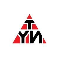 tyn-Dreieck-Buchstaben-Logo-Design mit Dreiecksform. tyn dreieck logo design monogramm. Tyn-Dreieck-Vektor-Logo-Vorlage mit roter Farbe. tyn dreieckiges Logo einfaches, elegantes und luxuriöses Logo. vektor
