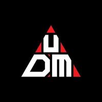 UDM-Dreieck-Buchstaben-Logo-Design mit Dreiecksform. UDM-Dreieck-Logo-Design-Monogramm. UDM-Dreieck-Vektor-Logo-Vorlage mit roter Farbe. udm dreieckiges Logo einfaches, elegantes und luxuriöses Logo. vektor