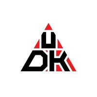 udk-Dreieck-Buchstaben-Logo-Design mit Dreiecksform. UDK-Dreieck-Logo-Design-Monogramm. UDK-Dreieck-Vektor-Logo-Vorlage mit roter Farbe. udk dreieckiges Logo einfaches, elegantes und luxuriöses Logo. vektor