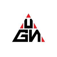 ugn-Dreieck-Buchstaben-Logo-Design mit Dreiecksform. ugn-Dreieck-Logo-Design-Monogramm. ugn-Dreieck-Vektor-Logo-Vorlage mit roter Farbe. ugn dreieckiges Logo einfaches, elegantes und luxuriöses Logo. vektor