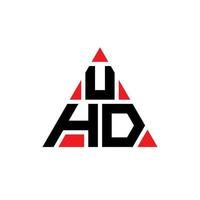 uhd-Dreieck-Buchstaben-Logo-Design mit Dreiecksform. UHD-Dreieck-Logo-Design-Monogramm. UHD-Dreieck-Vektor-Logo-Vorlage mit roter Farbe. uhd dreieckiges logo einfaches, elegantes und luxuriöses logo. vektor