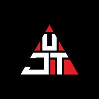 ujt triangel bokstavslogotypdesign med triangelform. ujt triangel logotyp design monogram. ujt triangel vektor logotyp mall med röd färg. ujt triangulär logotyp enkel, elegant och lyxig logotyp.
