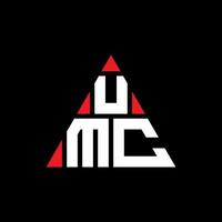 umc-Dreieck-Buchstaben-Logo-Design mit Dreiecksform. umc-Dreieck-Logo-Design-Monogramm. umc-Dreieck-Vektor-Logo-Vorlage mit roter Farbe. umc dreieckiges Logo einfaches, elegantes und luxuriöses Logo. vektor