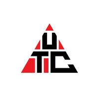 utc triangel bokstavslogotypdesign med triangelform. utc triangel logotyp design monogram. utc triangel vektor logotyp mall med röd färg. utc triangulär logotyp enkel, elegant och lyxig logotyp.
