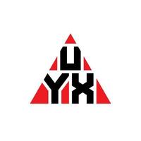 uyx triangel bokstavslogotypdesign med triangelform. uyx triangel logotyp design monogram. uyx triangel vektor logotyp mall med röd färg. uyx triangulär logotyp enkel, elegant och lyxig logotyp.