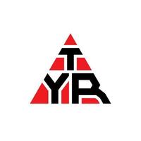 Tyr-Dreieck-Buchstaben-Logo-Design mit Dreiecksform. Tyr-Dreieck-Logo-Design-Monogramm. Tyr-Dreieck-Vektor-Logo-Vorlage mit roter Farbe. tyr dreieckiges Logo einfaches, elegantes und luxuriöses Logo. vektor