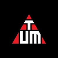 Tum-Dreieck-Buchstaben-Logo-Design mit Dreiecksform. TUM-Dreieck-Logo-Design-Monogramm. tum dreieck vektor logo vorlage mit roter farbe. tum dreieckiges Logo einfaches, elegantes und luxuriöses Logo.