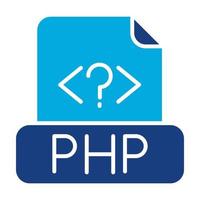 php-fil glyph tvåfärgad ikon vektor