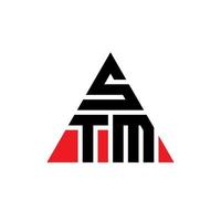 stm triangel bokstavslogotypdesign med triangelform. stm triangel logotyp design monogram. stm triangel vektor logotyp mall med röd färg. stm triangulär logotyp enkel, elegant och lyxig logotyp.