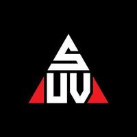 SUV-Dreieck-Buchstaben-Logo-Design mit Dreiecksform. SUV-Dreieck-Logo-Design-Monogramm. SUV-Dreieck-Vektor-Logo-Vorlage mit roter Farbe. suv dreieckiges logo einfaches, elegantes und luxuriöses logo. vektor