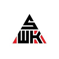swk triangel bokstavslogotypdesign med triangelform. swk triangel logotyp design monogram. swk triangel vektor logotyp mall med röd färg. swk triangulär logotyp enkel, elegant och lyxig logotyp.