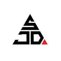 sjd-Dreieck-Buchstaben-Logo-Design mit Dreiecksform. Sjd-Dreieck-Logo-Design-Monogramm. Sjd-Dreieck-Vektor-Logo-Vorlage mit roter Farbe. sjd dreieckiges Logo einfaches, elegantes und luxuriöses Logo. vektor