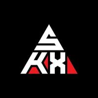 SKX-Dreieck-Buchstaben-Logo-Design mit Dreiecksform. skx-Dreieck-Logo-Design-Monogramm. skx-Dreieck-Vektor-Logo-Vorlage mit roter Farbe. skx dreieckiges Logo einfaches, elegantes und luxuriöses Logo. vektor