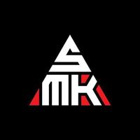 smk-Dreieck-Buchstaben-Logo-Design mit Dreiecksform. smk-Dreieck-Logo-Design-Monogramm. smk-Dreieck-Vektor-Logo-Vorlage mit roter Farbe. smk dreieckiges Logo einfaches, elegantes und luxuriöses Logo. vektor