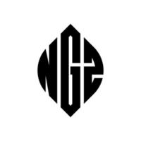 ngz-Kreisbuchstaben-Logo-Design mit Kreis- und Ellipsenform. ngz Ellipsenbuchstaben mit typografischem Stil. Die drei Initialen bilden ein Kreislogo. ngz-Kreis-Emblem abstrakter Monogramm-Buchstaben-Markierungsvektor. vektor