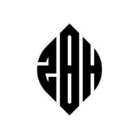 zbh cirkelbokstavslogotypdesign med cirkel och ellipsform. zbh ellipsbokstäver med typografisk stil. de tre initialerna bildar en cirkellogotyp. zbh cirkel emblem abstrakt monogram bokstav märke vektor. vektor