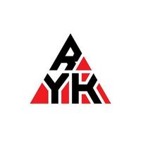 Ryk-Dreieck-Buchstaben-Logo-Design mit Dreiecksform. Ryk-Dreieck-Logo-Design-Monogramm. Ryk-Dreieck-Vektor-Logo-Vorlage mit roter Farbe. Ryk dreieckiges Logo einfaches, elegantes und luxuriöses Logo. vektor