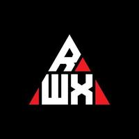 rwx triangel bokstavslogotypdesign med triangelform. rwx triangel logotyp design monogram. rwx triangel vektor logotyp mall med röd färg. rwx triangulär logotyp enkel, elegant och lyxig logotyp.