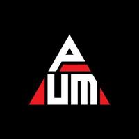 Pum-Dreieck-Buchstaben-Logo-Design mit Dreiecksform. Pum-Dreieck-Logo-Design-Monogramm. Pum-Dreieck-Vektor-Logo-Vorlage mit roter Farbe. pum dreieckiges logo einfaches, elegantes und luxuriöses logo. vektor
