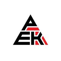 Pek-Dreieck-Buchstaben-Logo-Design mit Dreiecksform. Pek-Dreieck-Logo-Design-Monogramm. Pek-Dreieck-Vektor-Logo-Vorlage mit roter Farbe. pek dreieckiges Logo einfaches, elegantes und luxuriöses Logo. vektor