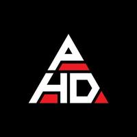 Phd-Dreieck-Buchstaben-Logo-Design mit Dreiecksform. Phd-Dreieck-Logo-Design-Monogramm. Phd-Dreieck-Vektor-Logo-Vorlage mit roter Farbe. dreieckiges phd-logo einfaches, elegantes und luxuriöses logo. vektor