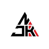 njk-Dreieck-Buchstaben-Logo-Design mit Dreiecksform. NJK-Dreieck-Logo-Design-Monogramm. njk-Dreieck-Vektor-Logo-Vorlage mit roter Farbe. njk dreieckiges Logo einfaches, elegantes und luxuriöses Logo. vektor