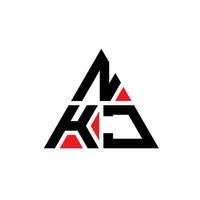 nkj triangel bokstavslogotypdesign med triangelform. nkj triangel logotyp design monogram. nkj triangel vektor logotyp mall med röd färg. nkj triangulär logotyp enkel, elegant och lyxig logotyp.