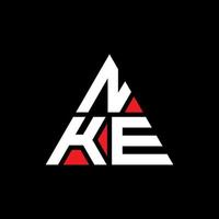nke-Dreieck-Buchstaben-Logo-Design mit Dreiecksform. nke-Dreieck-Logo-Design-Monogramm. nke-Dreieck-Vektor-Logo-Vorlage mit roter Farbe. nke dreieckiges Logo einfaches, elegantes und luxuriöses Logo. vektor