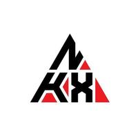 nkx-Dreieck-Buchstaben-Logo-Design mit Dreiecksform. nkx-Dreieck-Logo-Design-Monogramm. nkx-Dreieck-Vektor-Logo-Vorlage mit roter Farbe. nkx dreieckiges Logo einfaches, elegantes und luxuriöses Logo. vektor