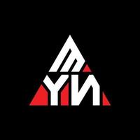 myn triangel bokstavslogotypdesign med triangelform. myn triangel logotyp design monogram. myn triangel vektor logotyp mall med röd färg. myn trekantiga logotyp enkel, elegant och lyxig logotyp.