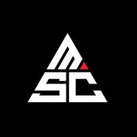 msc triangel bokstavslogotypdesign med triangelform. msc triangel logotyp design monogram. msc triangel vektor logotyp mall med röd färg. msc triangulär logotyp enkel, elegant och lyxig logotyp.