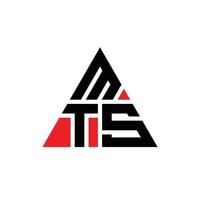 mts triangel bokstavslogotypdesign med triangelform. mts triangel logotyp design monogram. mts triangel vektor logotyp mall med röd färg. mts triangulära logotyp enkel, elegant och lyxig logotyp.