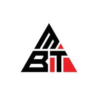 mbt triangel bokstavslogotypdesign med triangelform. mbt triangel logotyp design monogram. MBT triangel vektor logotyp mall med röd färg. mbt triangulär logotyp enkel, elegant och lyxig logotyp.