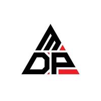 mdp triangel bokstavslogotypdesign med triangelform. mdp triangel logotyp design monogram. mdp triangel vektor logotyp mall med röd färg. mdp triangulär logotyp enkel, elegant och lyxig logotyp.