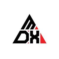 mdx-Dreieck-Buchstaben-Logo-Design mit Dreiecksform. mdx-Dreieck-Logo-Design-Monogramm. MDX-Dreieck-Vektor-Logo-Vorlage mit roter Farbe. mdx dreieckiges Logo einfaches, elegantes und luxuriöses Logo. vektor