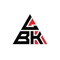 lbk-Dreieck-Buchstaben-Logo-Design mit Dreiecksform. lbk-Dreieck-Logo-Design-Monogramm. lbk-Dreieck-Vektor-Logo-Vorlage mit roter Farbe. lbk dreieckiges Logo einfaches, elegantes und luxuriöses Logo. vektor