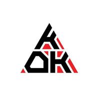 Kok-Dreieck-Buchstaben-Logo-Design mit Dreiecksform. Kok-Dreieck-Logo-Design-Monogramm. Kok-Dreieck-Vektor-Logo-Vorlage mit roter Farbe. Kok dreieckiges Logo einfaches, elegantes und luxuriöses Logo. vektor