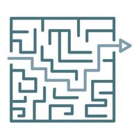 labyrint lösning linje två färg ikon vektor